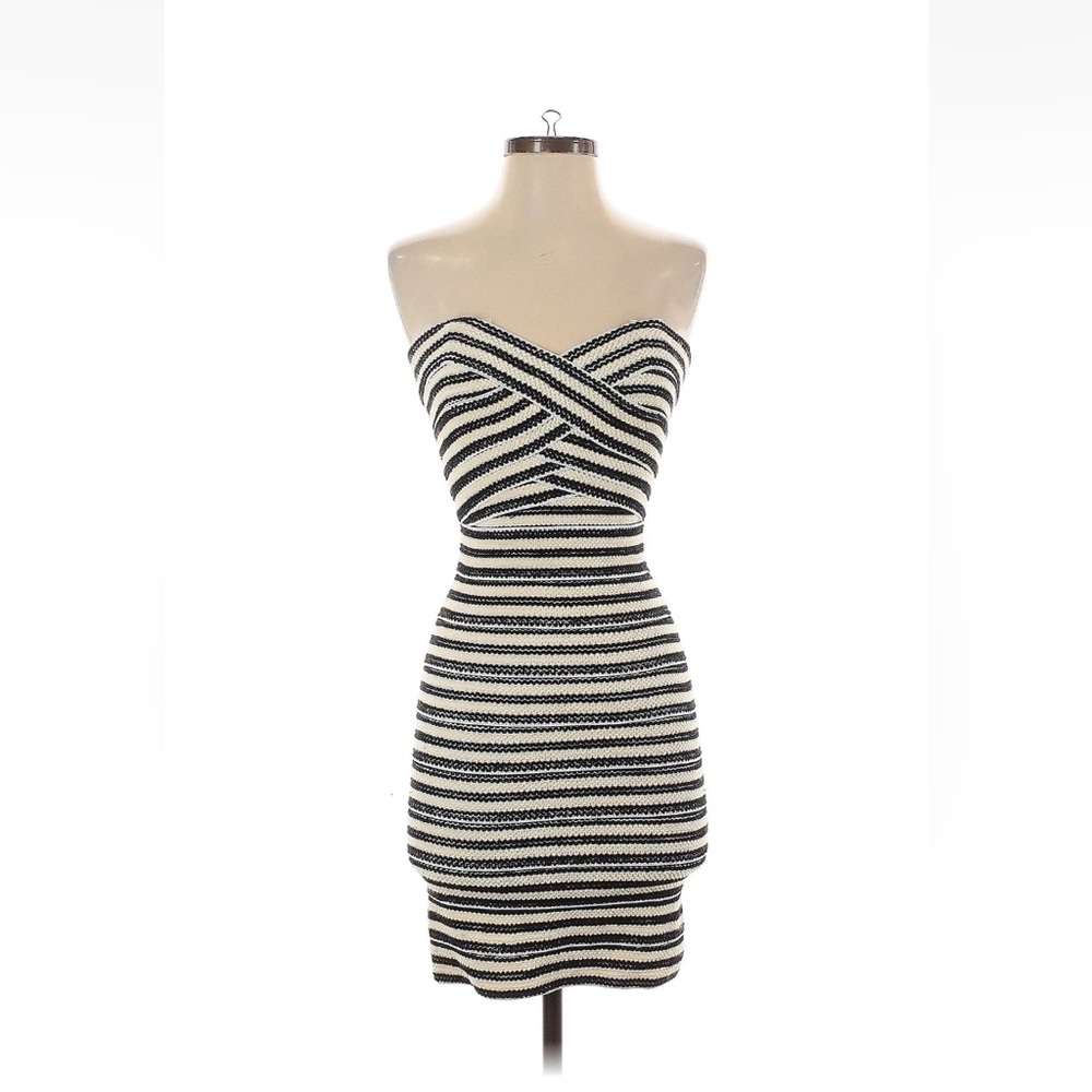 Pleasure Doing Business Black Ivory Bandage Body Con Night Out Dress Size Small